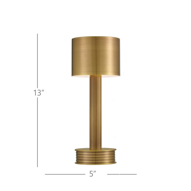 Currey & Company Currey & Company Traverse Brass Cordless Table Lamp For Sale - Image 4 of 7