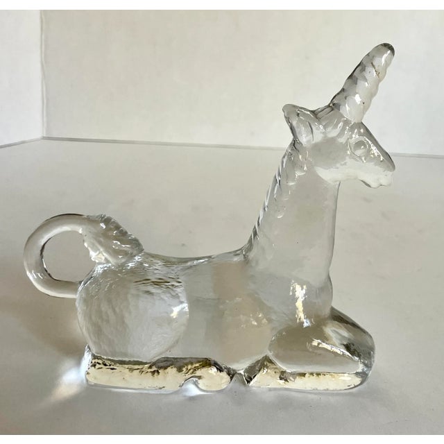 Contemporary Vintage Transparent Cut Glass Figurative Unicorn Paperweight For Sale - Image 3 of 7