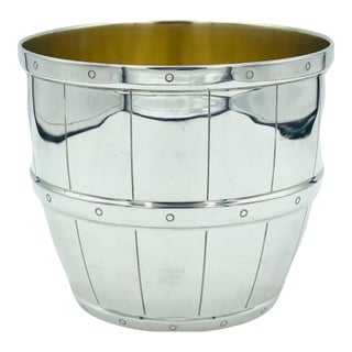 Vintage Asprey London Ice Bucket Elizabeth II Sterling Silver Barware For Sale