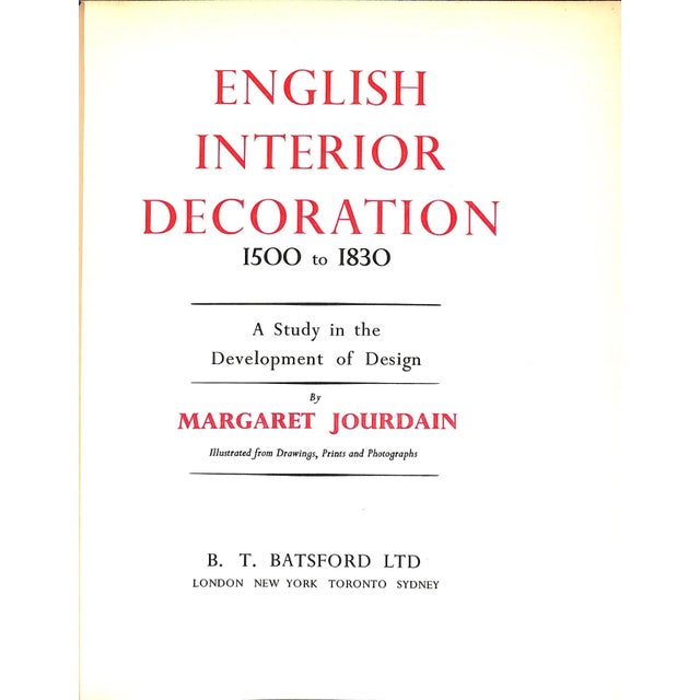 JOURDAIN, Margaret [84] pp. B.T. Batsford Ltd 1950 11 1/2" x 9 1/4" Chapters cover the Early Renaissance (1500-1650), the...