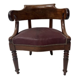 Empire Style Desk Chair in Mahogany and Veneer, 19th Century For Sale