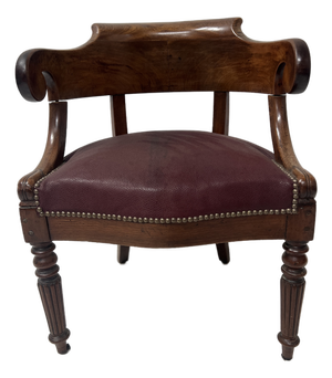 Empire Style Desk Chair in Mahogany and Veneer, 19th Century