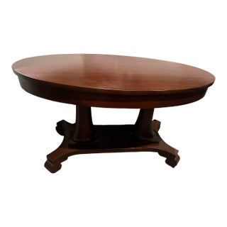 American Empire Style Ribbon Mahogany Center Table / Desk, Early 1900s For Sale
