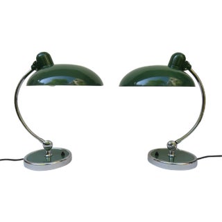 Green President Desk Lamps by Christian Dell for Kaiser Idell, 1930s, Set of 2 For Sale