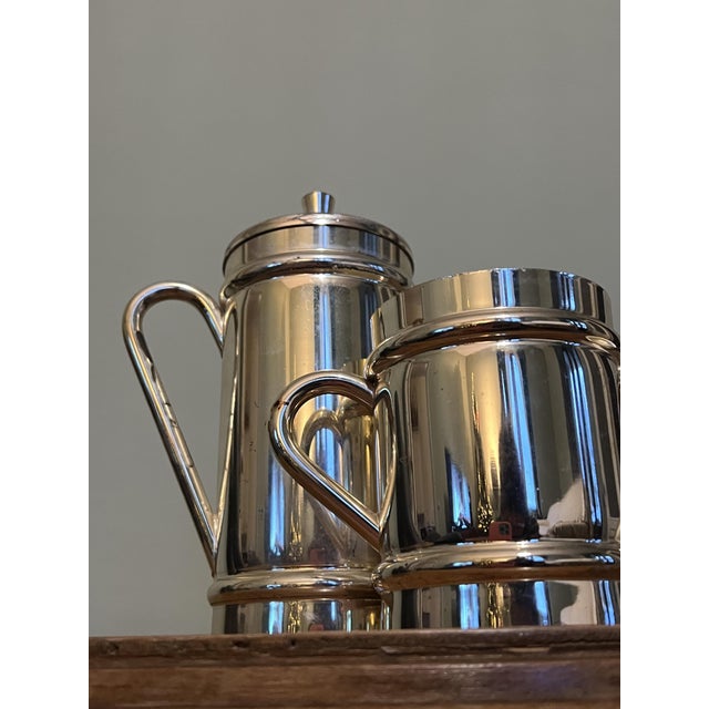 Mid-Century Modern Silver-Plated Teapot and Sugar Pot with Lid from CS, Italy, 1940s, Set of 2 For Sale - Image 6 of 9