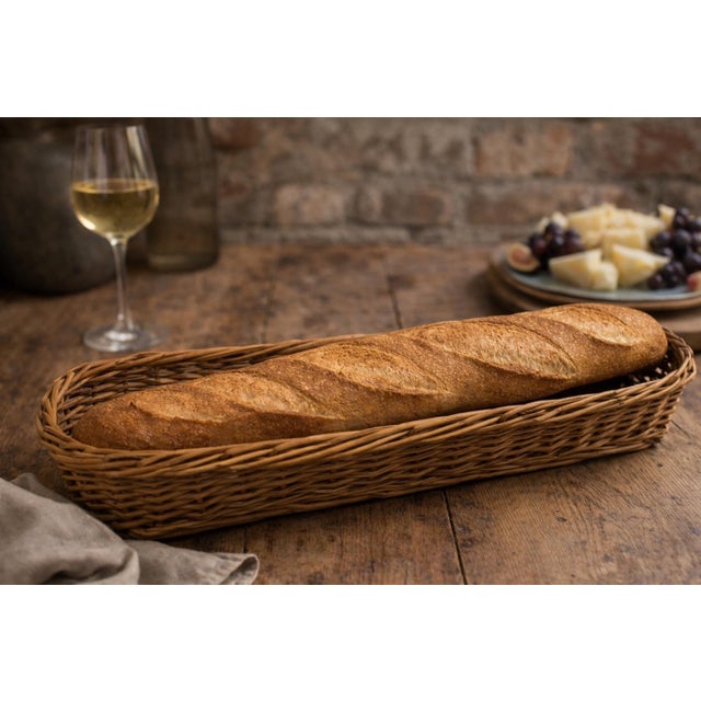 Bring authentic French farmhouse charm to your kitchen with this vintage French wicker baguette bread basket, beautifully...