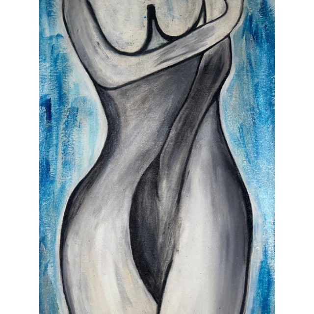 Contemporary RacquelJ “Silent Strength” Large Original Acrylic on Canvas Painting, Signed For Sale - Image 3 of 5