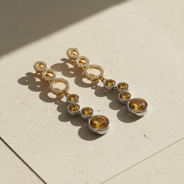 Contemporary Silver Citrine Earrings. Asymmetrical Citrine Drop Earrings. Zigzag Citrine Drop Earrings. Weight: 5 gr Size:...