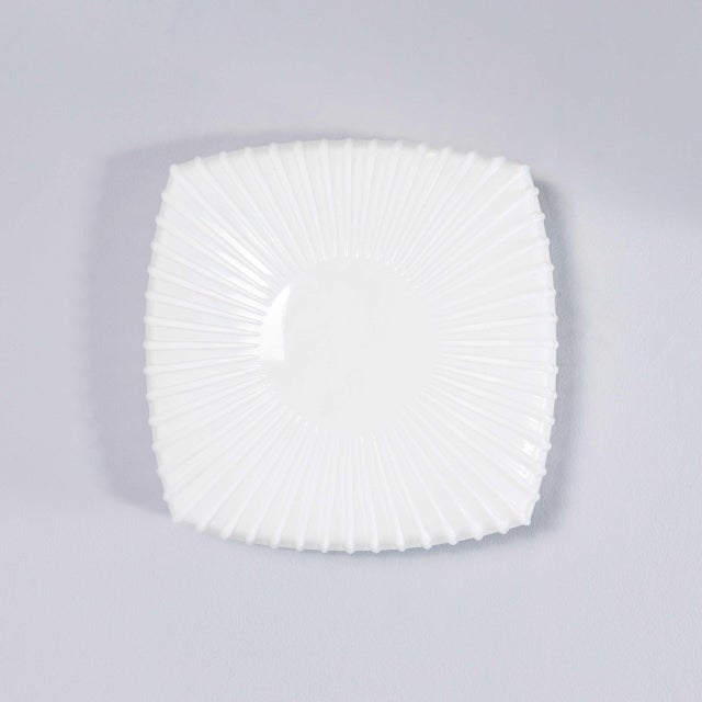 1950s Czech Opaline Ribbed Dish Wall Lamp, 1950s For Sale - Image 5 of 10