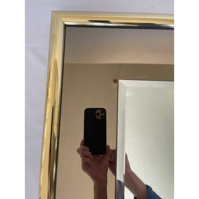 1970s Smoke Glass Rectangular Mirror With Brass Frame For Sale - Image 4 of 10