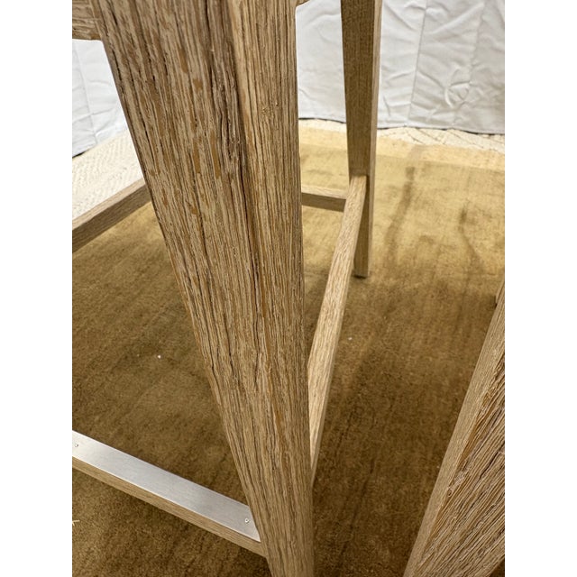 Set of Five Rh French Contemporary Round Leather Counter Stools For Sale In Columbus - Image 6 of 18