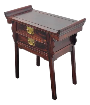 Antique Chinoiserie Rosewood Altar Side Table With Brass Accents