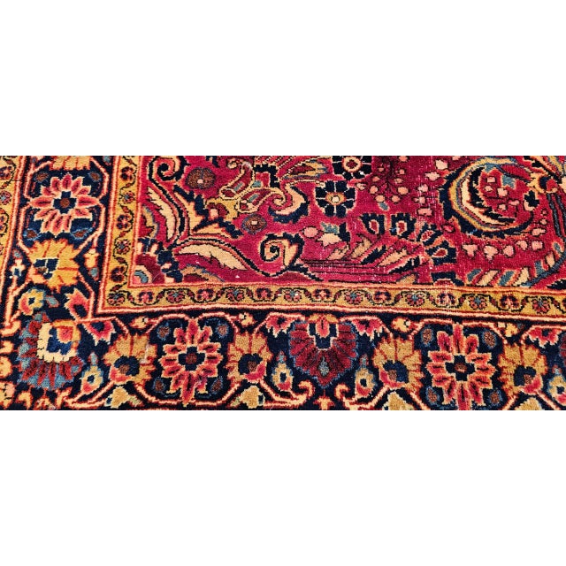 Antique Persian Sarouk Area Rug, Hand-Knotted Wool, Allover Floral Pattern, 4x6, Red & Navy For Sale - Image 17 of 17