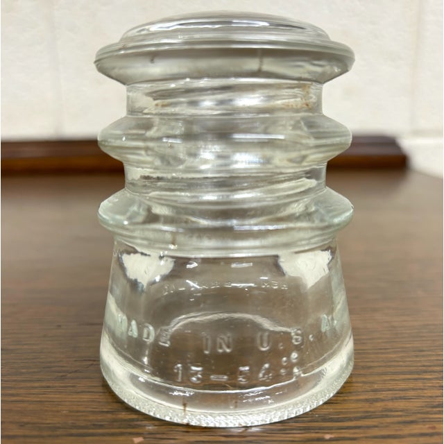 Vintage Clear Glass Hemingray-10 Insulator 13-54 For Sale In Kansas City - Image 6 of 7