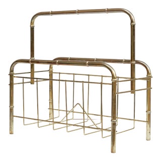 Chinoiserie Faux Bamboo Brass Magazine Rack