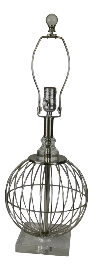1970s Mid-Century Modern Chrome and Crystal Table Lamp