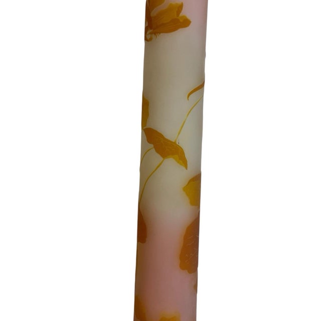 Monumental Émile Gallé (1846–1904) Art Nouveau Cameo Glass Nasturtium (Capucines) Banjo Vase C1900s For Sale In Palm Springs - Image 6 of 11