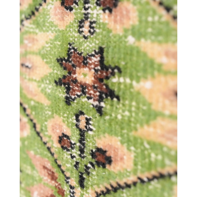 1970s Vintage Turkish Oushak Handmade Wool Cotton Green Area Rug For Sale - Image 9 of 11