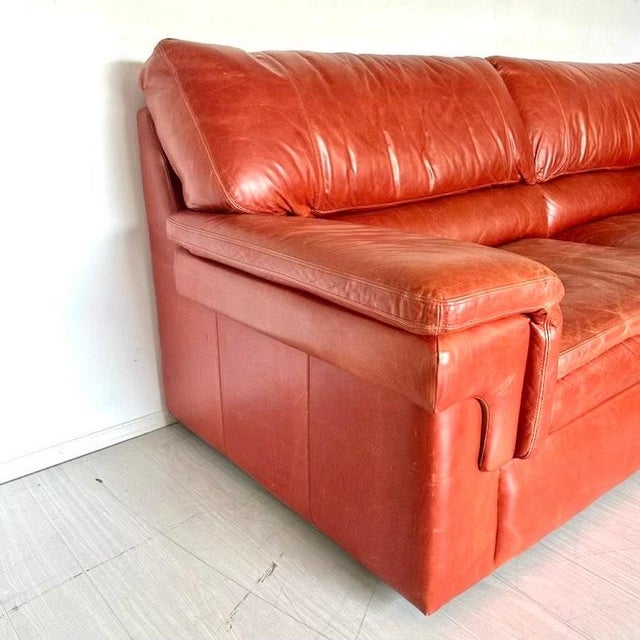 1980s Leather Sofa or Couch by Jaymar Mid Century Modern Living Room