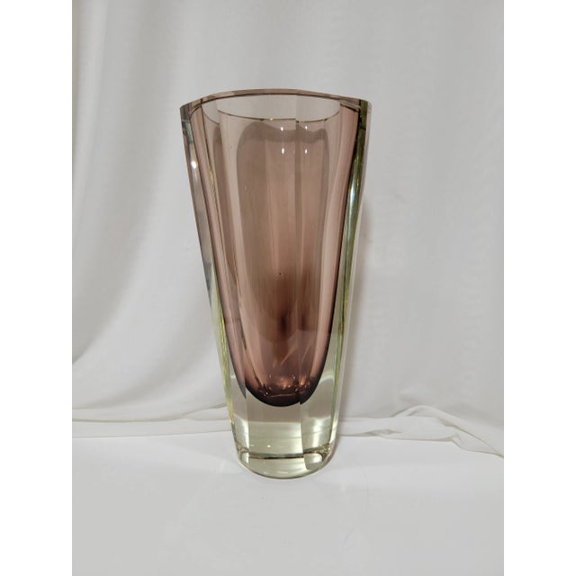 Vintage Geometric Deep Amethyst Sommerso Glass Vase For Sale - Image 11 of 11