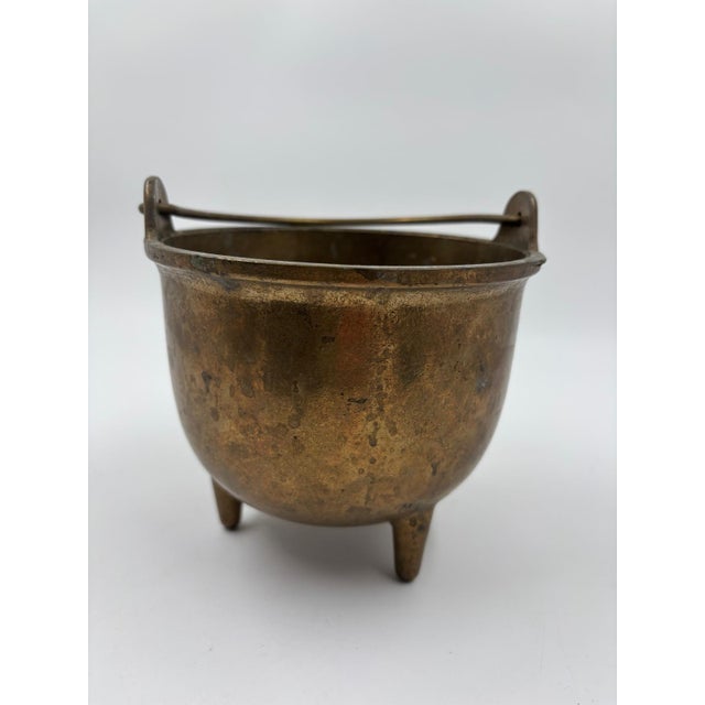 Antique Brass Kettle with Legs For Sale - Image 9 of 15