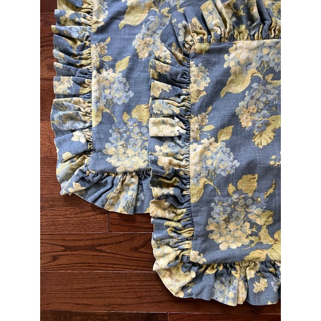 Early 21st Century Pair of Waverly Chambray Blue Hydrangea Custom Pillow Shams For Sale - Image 5 of 12