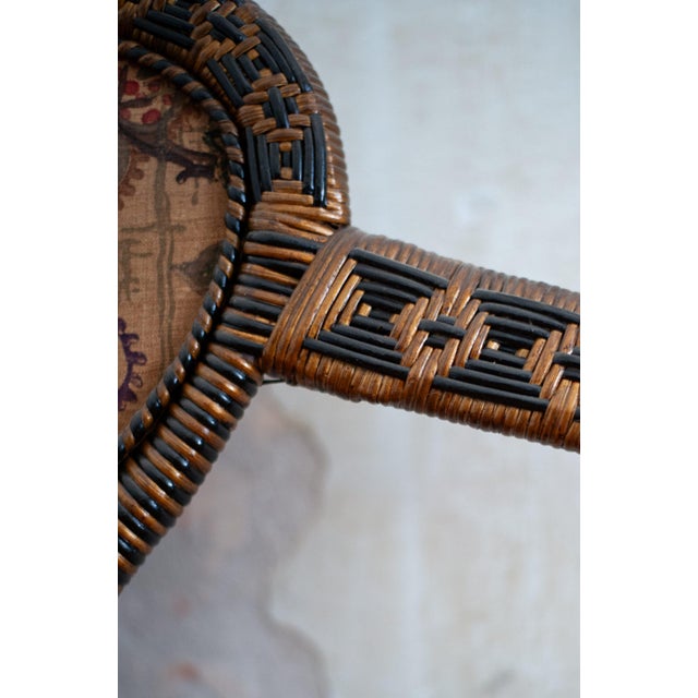 Rattan and Rush Étagère with Bevelled Glass Door, 1890s For Sale - Image 4 of 8