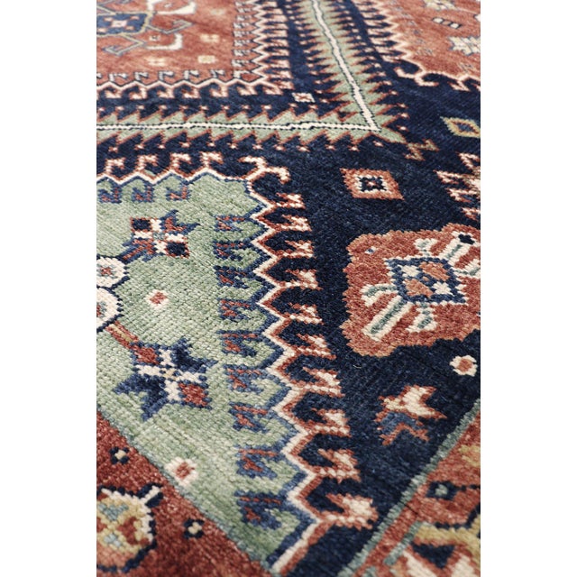 Modern Pasargad Home Kazak Navy Wool Area Rug- 6' 8'' X 10' 3'' For Sale - Image 3 of 6