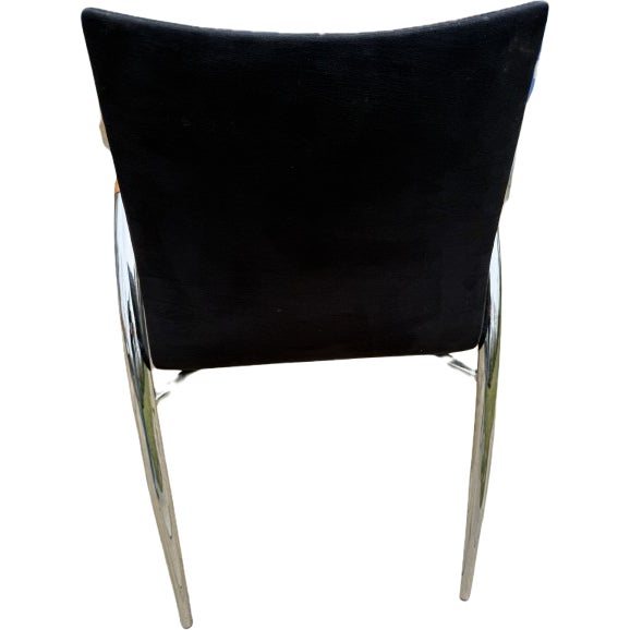 Black Set of 6 Mid Century Chrome and Wood Dining Chairs For Sale - Image 8 of 18