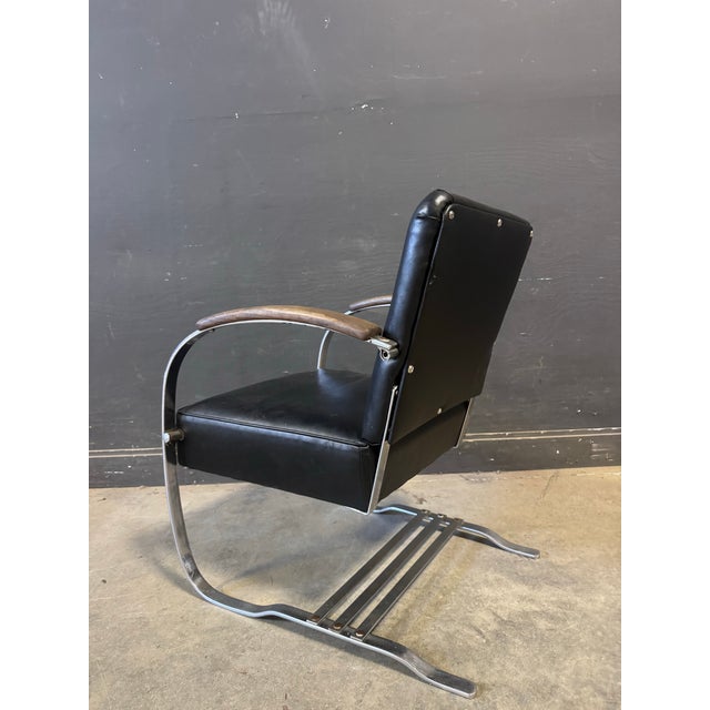 Animal Skin 1930s Art Deco Leather Springer Rocking Chair by Wolfgang Hoffmann(attr) For Sale - Image 7 of 11