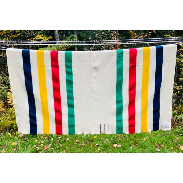 Vintage Hudsons Bay 4 Point Wool Blanket For Sale - Image 6 of 10