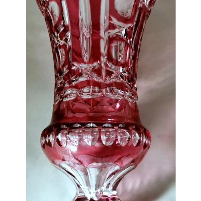 Red Biedermeier Style Bohemia Cut and Ground Red Crystal Vase, 1950 For Sale - Image 8 of 13