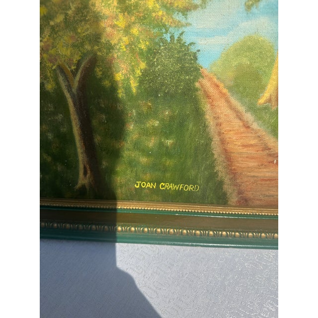 Green 1970s Framed Foliage and Path Landscape Painting, Signed by the Artist For Sale - Image 8 of 9