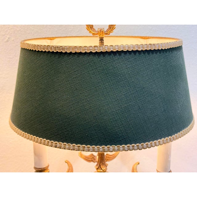 French Mid 20th Centuty Swan Form French Empire Style Brass Bouilotte Table Lamp For Sale - Image 3 of 12