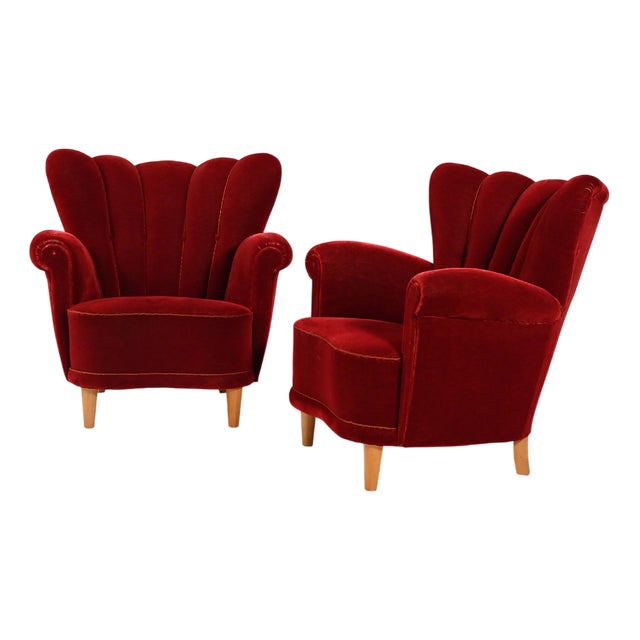 Swedish Shell Armchairs, 1940s, Set of 2 For Sale