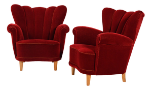 Swedish Shell Armchairs, 1940s, Set of 2