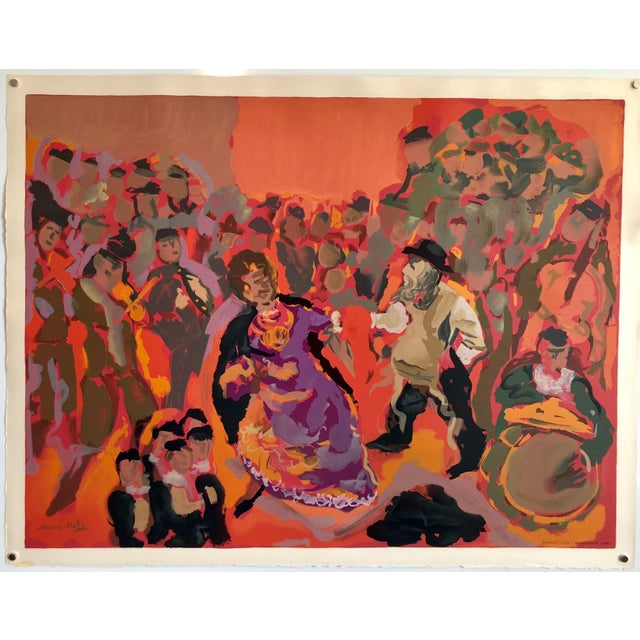 1960s Mane Katz, Colorful Russian French Judaica Jewish Shtetl Wedding Lithograph Mourlot Paris For Sale - Image 5 of 5