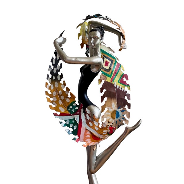 Teal Mid 20th Century French Art Deco Ballerina Iron & Resin Sculpture For Sale - Image 8 of 11