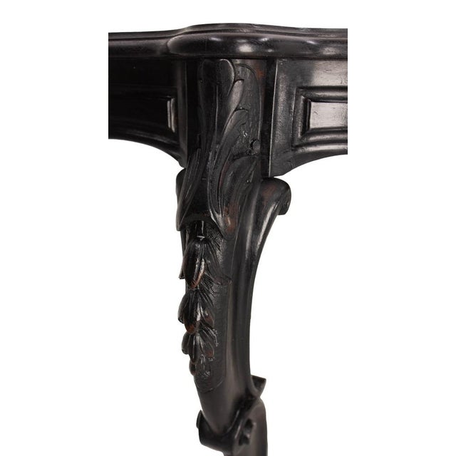 Wood Antique French Black Patinated Wood Wall-Mounted Entry-Hall Console, 1880s For Sale - Image 7 of 14