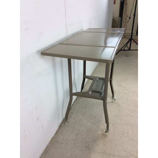 Mid Century Industrial Typewriter Table With Drop Leafs For Sale In Philadelphia - Image 6 of 12
