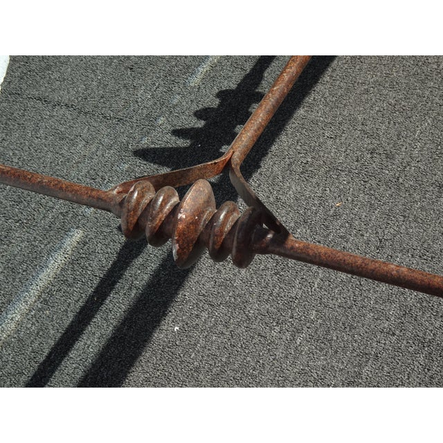 Vintage Diego Giocometti Iron Patinated Metal Dining Table Desk W Beveled Glass For Sale - Image 10 of 16