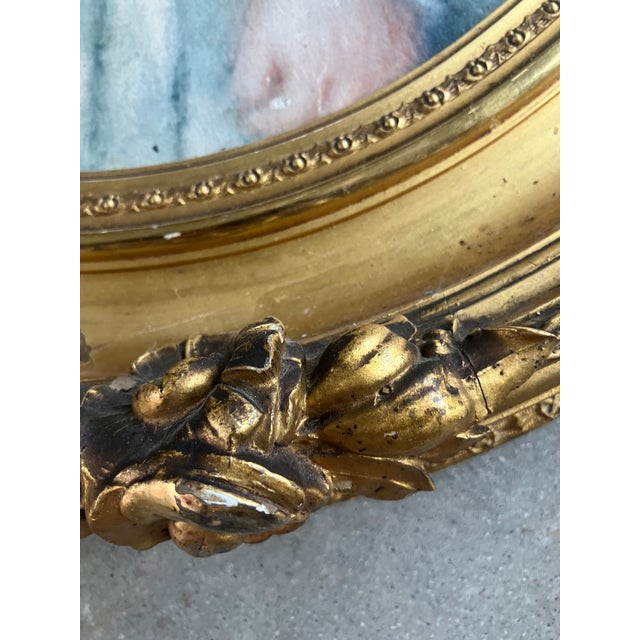 School of Paris, French Oil on Canvas Painting of Young Child Portrait Dressed in Lace Finery, Original Period Oval Gilt Gold Leaf Frame. For Sale - Image 12 of 12