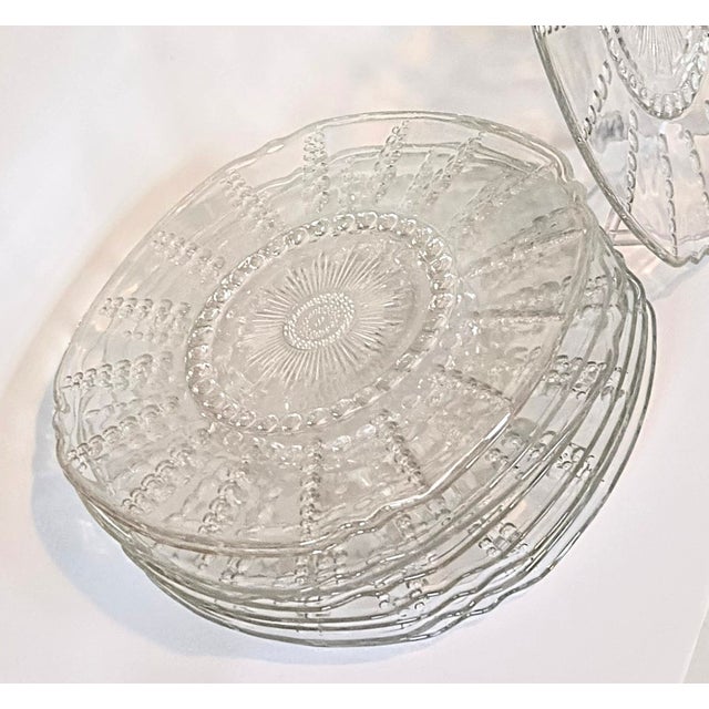 Federal Glass Vintage Coastal Starburst Plates- Set of Ten For Sale - Image 4 of 8