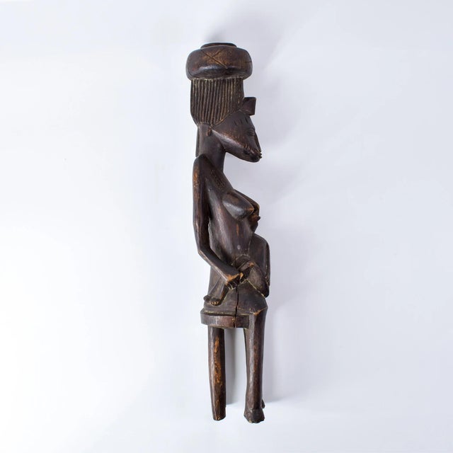 Wood Early 20th Century Senufo Maternity Figure on Stool Côte d'Ivoire For Sale - Image 7 of 15