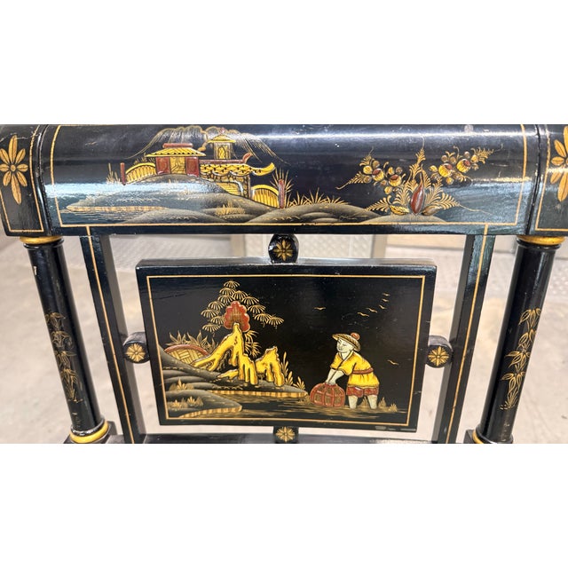 Vintage Maitland-Smith Regency Style Chinoiserie Ebonized Dining Chairs - Set of 5 For Sale - Image 15 of 16