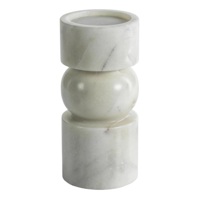 Marrakesh Marble Pillar Candle Holders, Set of 2, Large For Sale