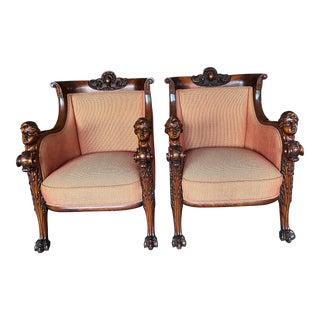 Late 19th Century Karpen Mahogany Figural Carved Pair of Chairs For Sale