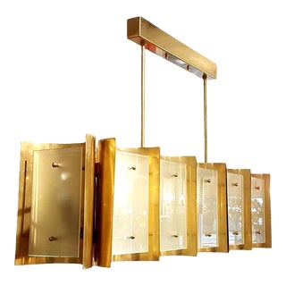 Mid Century Italian Brass Chandelier For Sale