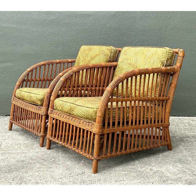 Vintage Stick Rattan Lounge Chairs - A Pair For Sale - Image 4 of 12