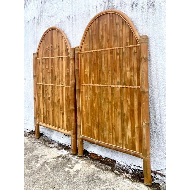 Monumental Coastal Split Bamboo Twin Headboards Chairish